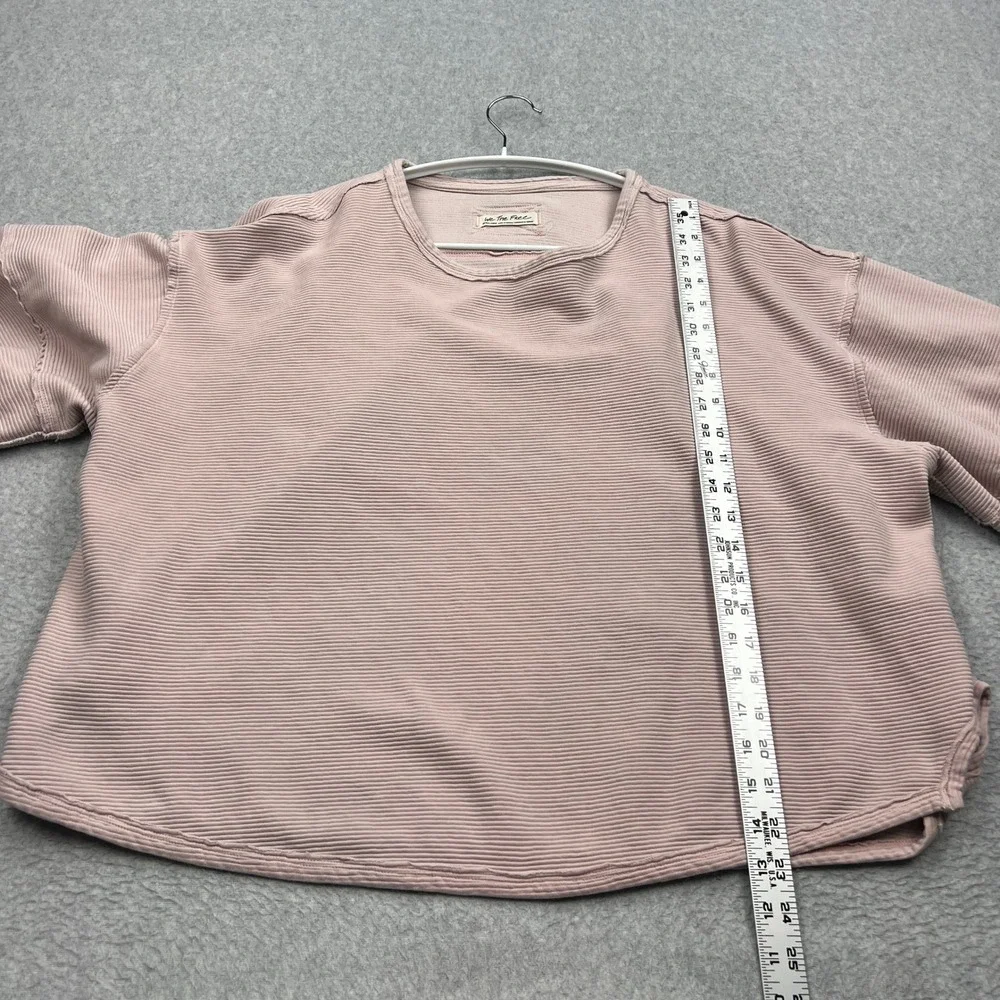 We The Free People Total Eclipse Tee Womens XL Pink Oversized Ribbed Sweater Top